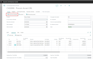 Dynamics Business Central - Document Comanda Generală de Vânzare