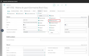 Dynamics Business Central - Fișă articol - Acces referințe încrucișate articol