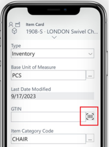 Dynamics Business Central -barcode-scanning-button