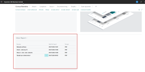 Dynamics Business Central - Centrul de rol - Inbox rapoarte