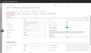 Dynamics Business Central - Fișa Cont Contabil - Acces dimensiuni