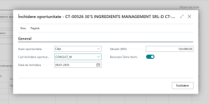 Dynamics Business Central - Oportunitate vânzare - Închidere oportunitate