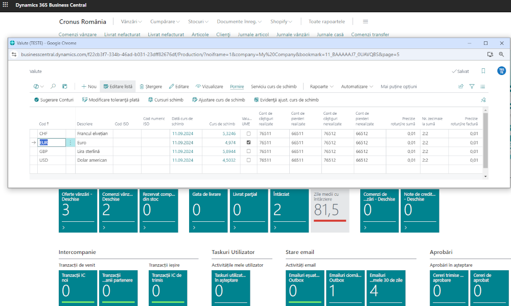 Dynamics Business Central - Parametrizare valute - Elian Solutions